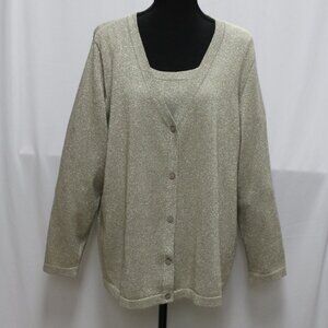 Avenue Gold Sparkly Cardigan Sweater and Tank Top